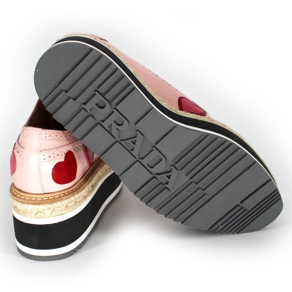 PRADA Pink Heart Oxford Espadrilles Platforms 39.5 - Picture 4 of 5